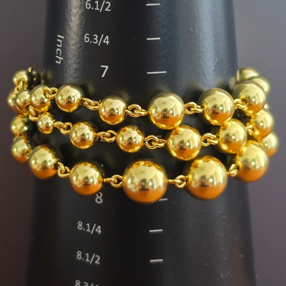 J. Crew Jewelry - J.Crew Gold Tone Bracelet Triple Strand Graduated Bead Statement